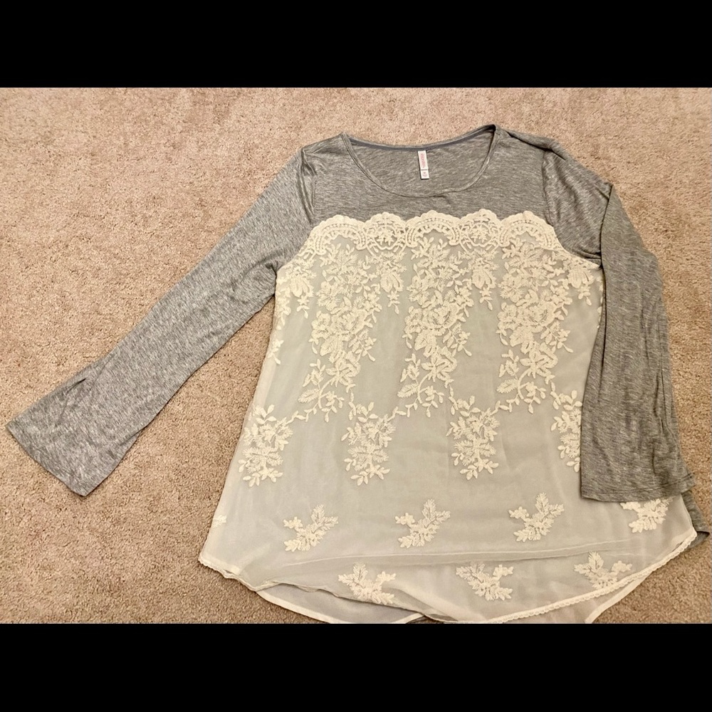 Tunic with lace overlay